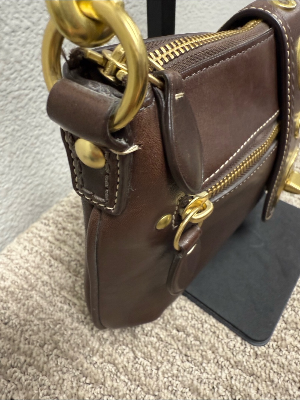 Rare Vintage Y2K Coach Bridget Legacy Brown Leather Turnlock Shoulder Bag F13756 - Picture 11 of 16
